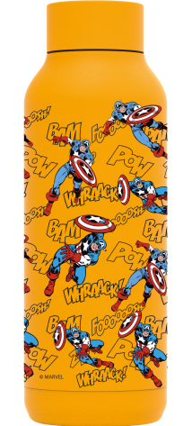 QUOKKA BOTELLA TERMO ACERO INOXIDABLE SOLID AMBER YELLOW 510 ML CAPTAIN AMERICA RETRO COMIC