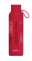 QUOKKA BOTELLA TERMO ACERO INOXIDABLE SOLID CON COLGADOR CHERRY RED 630 ML BARCELONA LOVE CUSTOM