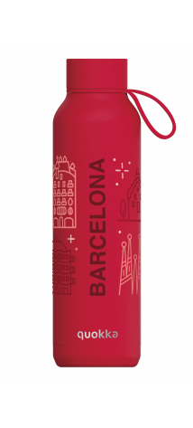 QUOKKA BOTELLA TERMO ACERO INOXIDABLE SOLID CON COLGADOR CHERRY RED 630 ML BARCELONA LOVE CUSTOM