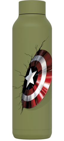 QUOKKA BOTELLA TERMO ACERO INOXIDABLE SOLID OLIVE GREEN 630 ML CAPTAIN AMERICA