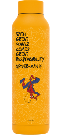 QUOKKA BOTELLA TERMO ACERO INOXIDABLE SOLID AMBER YELLOW 630 ML SPIDER-MAN GREAT POWER