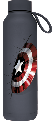 QUOKKA BOTELLA TERMO ACERO INOXIDABLE SOLID CON COLGADOR SLATE 630 ML CAPTAIN AMERICA