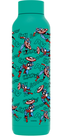 QUOKKA BOTELLA TERMO ACERO INOXIDABLE SOLID JADE GREEN 630 ML CAPTAIN AMERICA RETRO COMIC