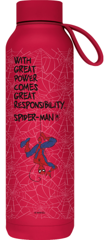 QUOKKA BOTELLA TERMO ACERO INOXIDABLE SOLID CON COLGADOR CHERRY RED 630 ML SPIDER-MAN GREAT POWER