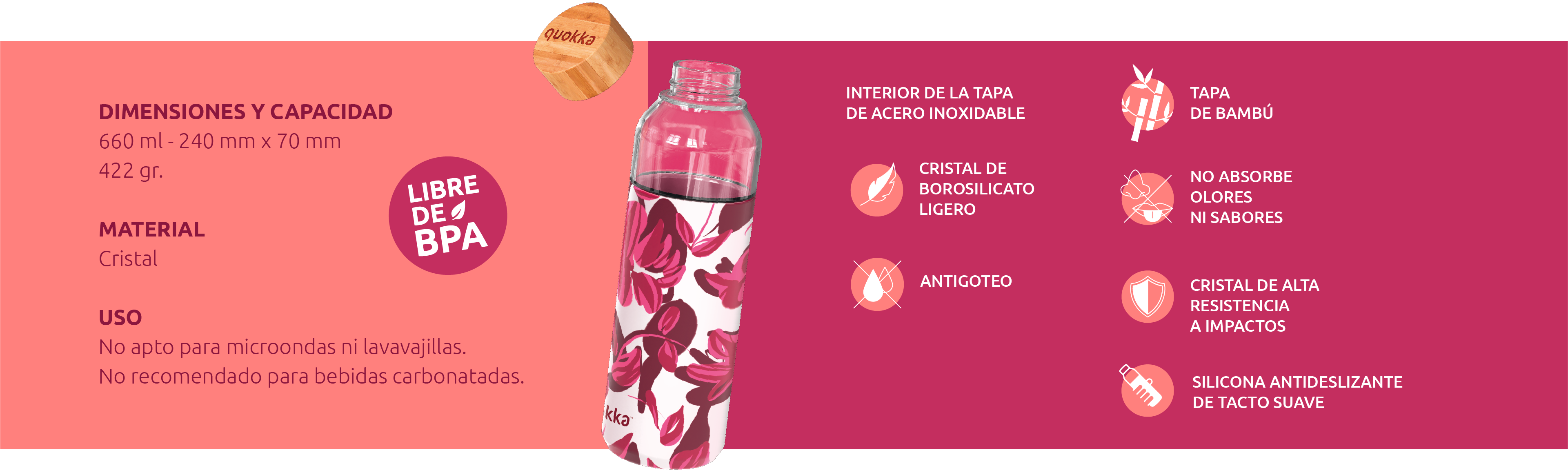 Botella de Vidrio con Funda de Silicona Autumn Quokka Flow